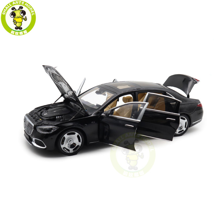 1/18 Mercedes Maybach S Class S680 2021 Almost Real 820114 Obsidian Black Diecast Model Toy Car Gifts For Friends Father