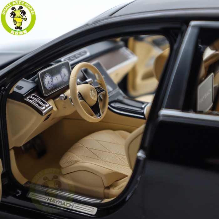 1/18 Mercedes Maybach S Class S680 2021 Almost Real 820114 Obsidian Black Diecast Model Toy Car Gifts For Friends Father