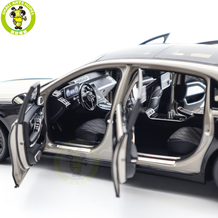 1/18 Mercedes Maybach S Class Night Series S680 2023 Almost Real 820140 Mojave Silver / Onyx Black Diecast Model Toy Car Gifts For Friends Father