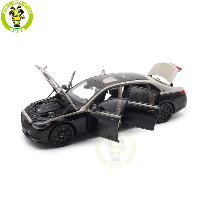 1/18 Mercedes Maybach S Class Night Series S680 2023 Almost Real 820140 Mojave Silver / Onyx Black Diecast Model Toy Car Gifts For Friends Father