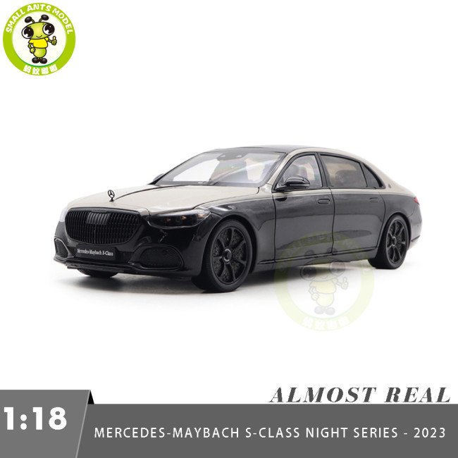 1/18 Mercedes Maybach S Class Night Series S680 2023 Almost Real 820140 Mojave Silver / Onyx Black Diecast Model Toy Car Gifts For Friends Father