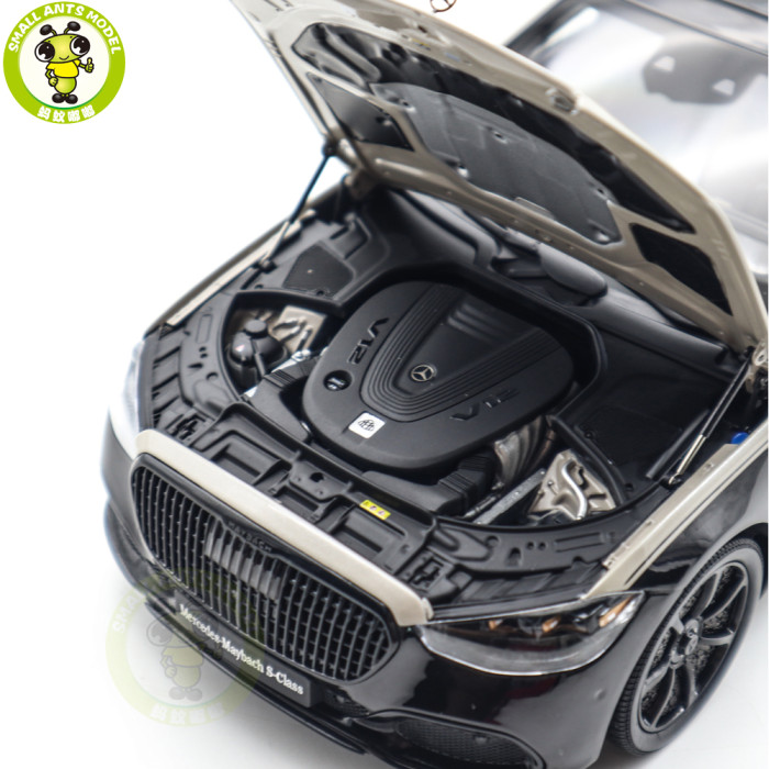 1/18 Mercedes Maybach S Class Night Series S680 2023 Almost Real 820140 Mojave Silver / Onyx Black Diecast Model Toy Car Gifts For Friends Father