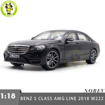1/18 Mercedes Benz S Class S450L AMG Line 2018 W222 Norev 183794 Black Diecast Model Toy Car Gifts For Father Friends