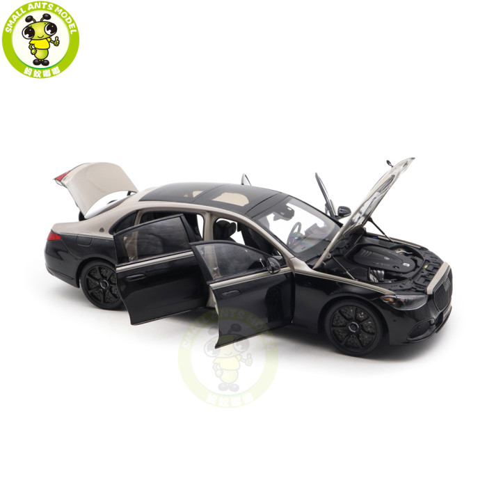 1/18 Mercedes Maybach S Class Night Series S680 2023 Almost Real 820140 Mojave Silver / Onyx Black Diecast Model Toy Car Gifts For Friends Father