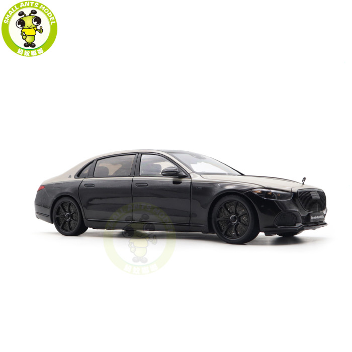 1/18 Mercedes Maybach S Class Night Series S680 2023 Almost Real 820140 Mojave Silver / Onyx Black Diecast Model Toy Car Gifts For Friends Father