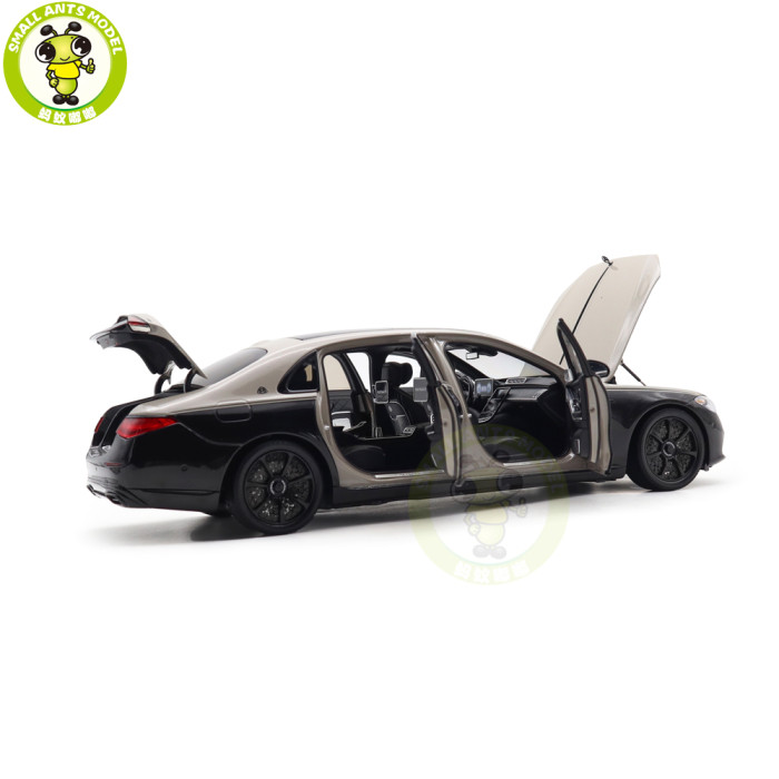 1/18 Mercedes Maybach S Class Night Series S680 2023 Almost Real 820140 Mojave Silver / Onyx Black Diecast Model Toy Car Gifts For Friends Father