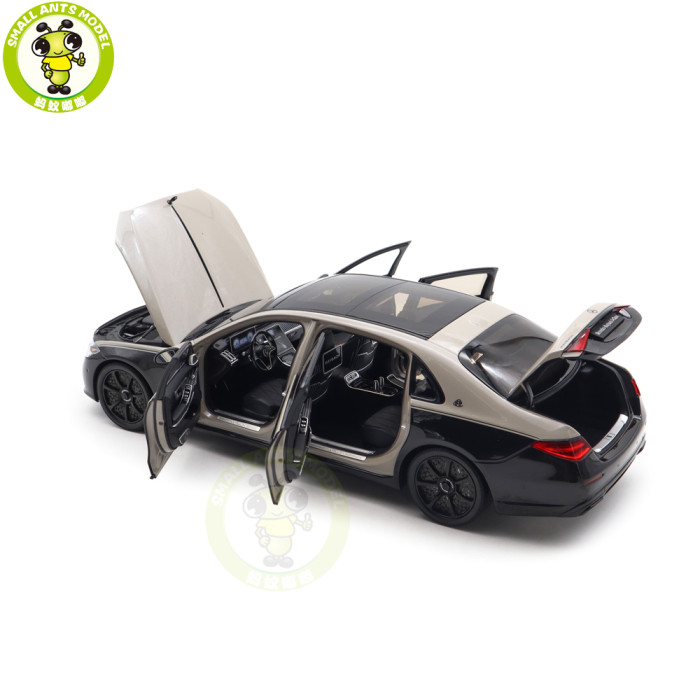 1/18 Mercedes Maybach S Class Night Series S680 2023 Almost Real 820140 Mojave Silver / Onyx Black Diecast Model Toy Car Gifts For Friends Father