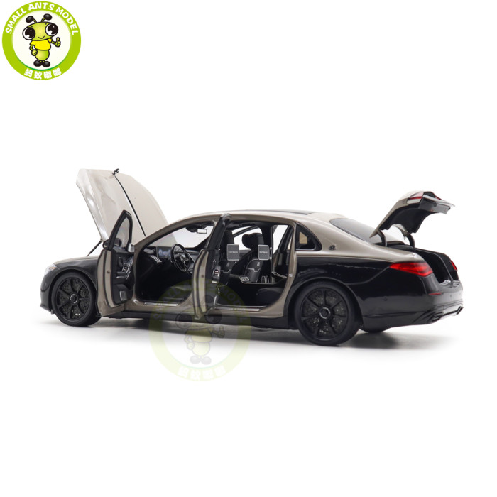 1/18 Mercedes Maybach S Class Night Series S680 2023 Almost Real 820140 Mojave Silver / Onyx Black Diecast Model Toy Car Gifts For Friends Father