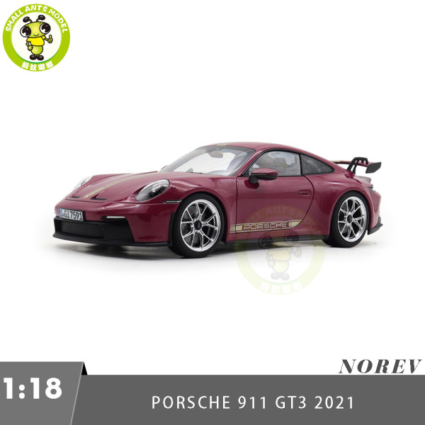 1/18 Porsche 911 992 GT3 2021 Norev 187386 Ruby Star Neo Diecast Model Toys Car Gifts For Friends Father