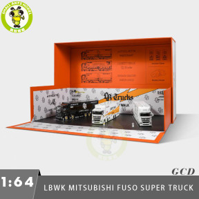 1/64 GCD Mitsubishi Fuso SuperGreat Liberty Walk LB Truck Trailer Diecast Model Toys Car Gifts For Father Friends