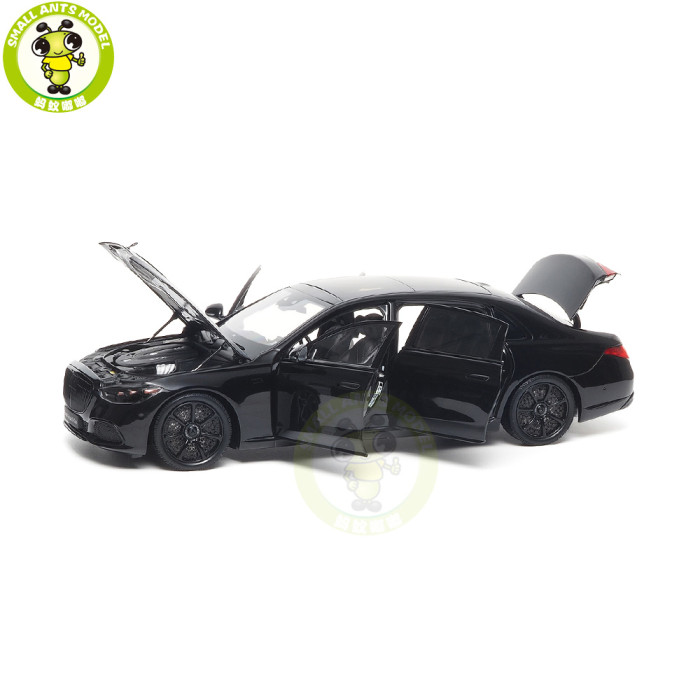 1/18 Mercedes Maybach S Class Night Series S680 2023 Almost Real 820141 Obsidian Black Diecast Model Toy Car Gifts For Friends Father