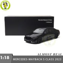 1/18 Mercedes Maybach S Class Night Series S680 2023 Almost Real 820141 Obsidian Black Diecast Model Toy Car Gifts For Friends Father