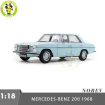 1/18 Mercedes Benz 200 1968 Norev 183777 Light Blue Diecast Model Toy Car Gifts For Friends Father