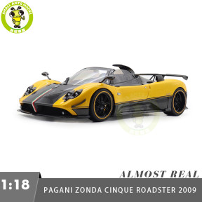 1/18 PAGANI ZONDA Cinque Roadster 2009 Giallo Ginevra Almost Real 850613001 Diecast Model Toys Car Boys Girls Gifts