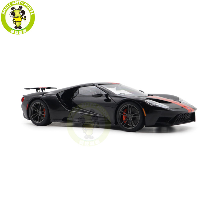1/18 FORD GT 2017 Shadow Black / Orange Stripes Autoart 72945 Model Toy Car Gifts For Father Friends