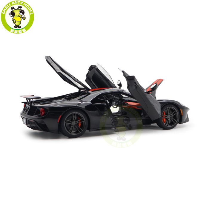 1/18 FORD GT 2017 Shadow Black / Orange Stripes Autoart 72945 Model Toy Car Gifts For Father Friends