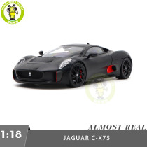 1/18 Land Rover Jaguar C-X75 Almost Real 810605 Satin Black With Gloss Black Stripes Diecast Model Car Gifts For Father Boyfriend Husband