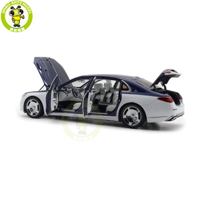1/18 Mercedes Maybach S Class S680 2021 Almost Real 820126 Nautical Blue / Diamond White Diecast Model Toy Car Gifts For Friends Father