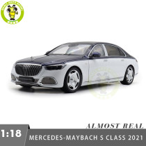 1/18 Mercedes Maybach S Class S680 2021 Almost Real 820126 Nautical Blue / Diamond White Diecast Model Toy Car Gifts For Friends Father