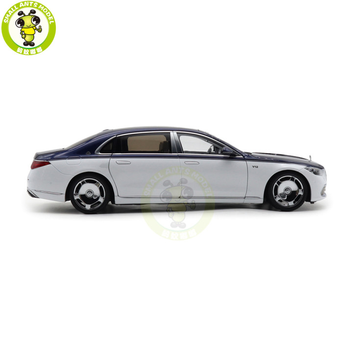 1/18 Mercedes Maybach S Class S680 2021 Almost Real 820126 Nautical Blue / Diamond White Diecast Model Toy Car Gifts For Friends Father