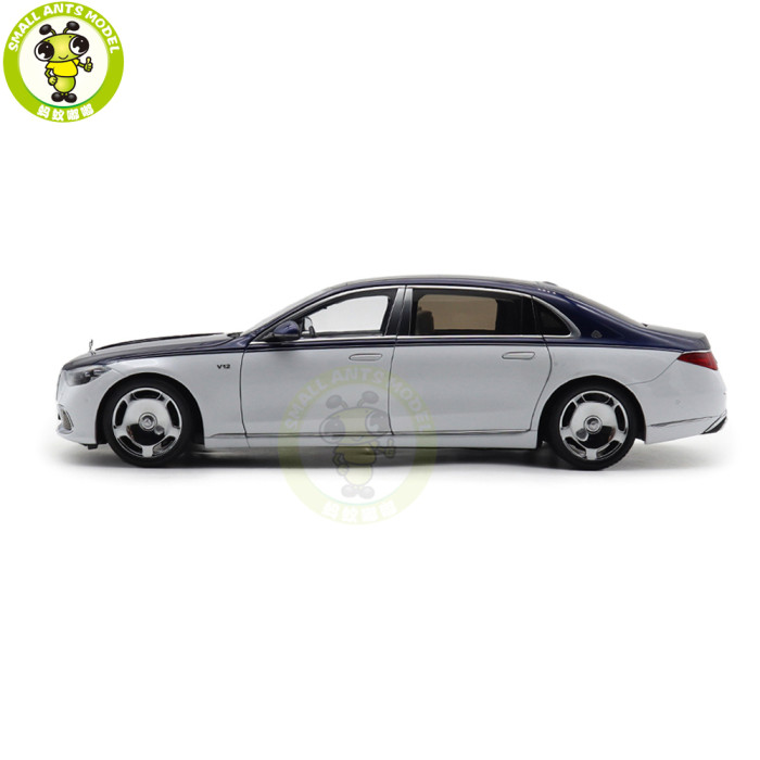 1/18 Mercedes Maybach S Class S680 2021 Almost Real 820126 Nautical Blue / Diamond White Diecast Model Toy Car Gifts For Friends Father