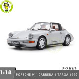 1/18 Porsche 964 911 Carrera 4 Targa 1990 Norev 187342 Polar Silver Diecast Model Toys Car Gifts For Friends Father