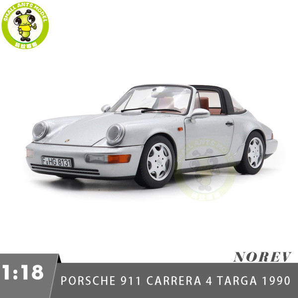 1/18 Porsche 964 911 Carrera 4 Targa 1990 Norev 187342 Polar Silver Diecast Model Toys Car Gifts For Friends Father
