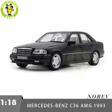 1/18 Mercedes-Benz C36 AMG 1993 Norev 183381 Black Metallic Diecast Model Toys Car Gifts For Father Friends