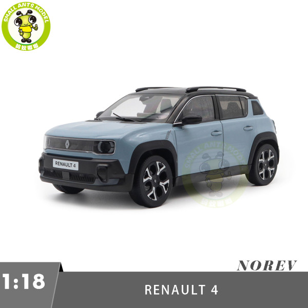 1/18 Renault 4 E-Tech 100% Electric 2025 Norev 185521 Cloud Blue Diecast Model Toy Car Gifts For Father Friends