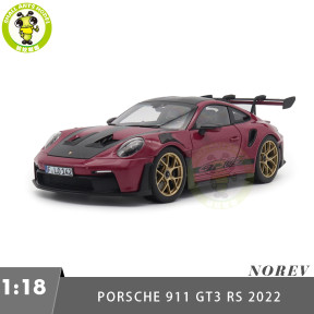 1/18 Porsche 911 992 GT3 RS 2022 Norev 187370 Star Ruby Diecast Model Toys Car Gifts For Friends Father