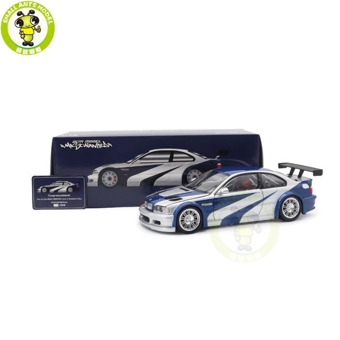 1/18 BMW M3 GTR GT R E46 Need For Speed NFS 9 IX Diecast Model Toys Car Boys Girls Gifts