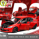 Pre-order 1/18 MOTORHELIX Honda CIVIC Type R FD2 MUGEN RR Diecast Model Toy Car Gifts For Father Friends