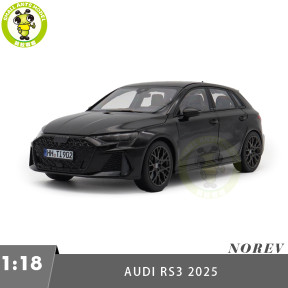 1/18 Audi RS 3 2025 NOREV 188388 Myth Black Metallic Diecast Model Toys Car Gifts For Friends Father