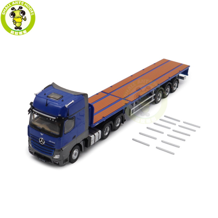 1/64 GCD Benz Actros Gigaspace 3-Axle 6×2 Sattelzugmaschine & Scalable Trailer Truck Diecast Model Toys Car Gifts For Father Friends