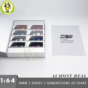 1/64 BMW 3 Series 7 Generations 50 Years Souvenir Set  Almost Real Diecast Model Toys Car Gifts For Friends