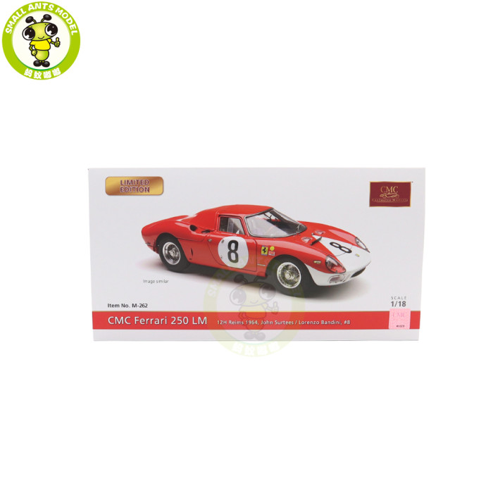 1/18 CMC M-262 Ferrari 250 LM 12H Reims 1964 Jonh Surtees Lorenzo Bandini #8 Diecast Model Toy Car Gifts For Friends