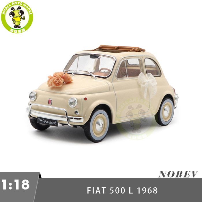 1/18 Fiat 500 L 1968 Norev 187780 Ivory Wedding Gift Diecast Model 
