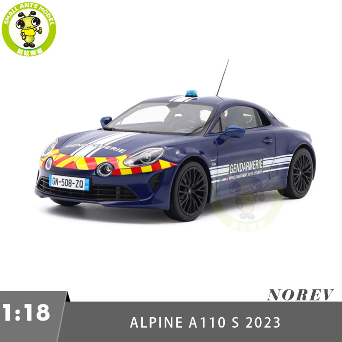 1/18 Alpine A110 S 2023 Norev 185420 Gendarmerie Diecast Model Toys Car Boys Girls Gifts
