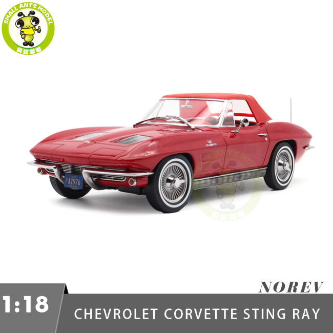 1/18 Chevrolet Corvette Sting Ray Convertible Norev 189056 Riverside Red Diecast Model Toys Car Boys Girls Gifts