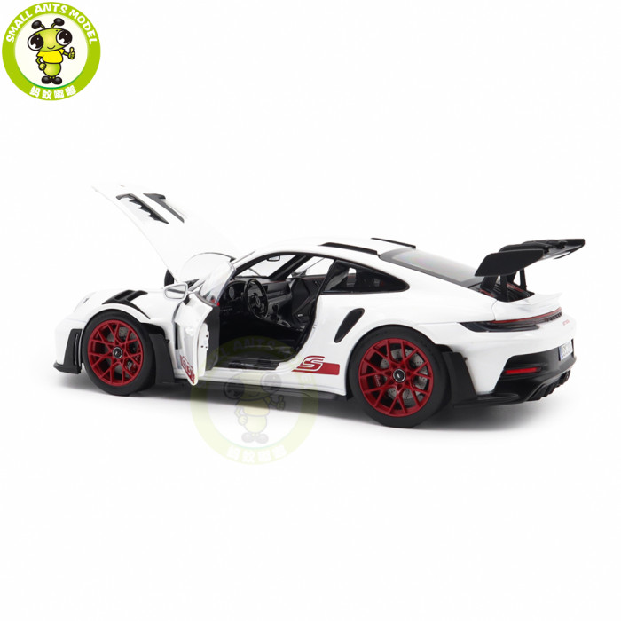 1/18 Porsche 911 992 GT3 RS 2022 Norev 187352 White/Pyro Red Diecast Model Toys Car Gifts For Friends Father