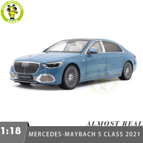 1/18 Mercedes Maybach S Class S680 2021 Almost Real 820135 Vintage Blue Diecast Model Toy Car Gifts For Friends Father