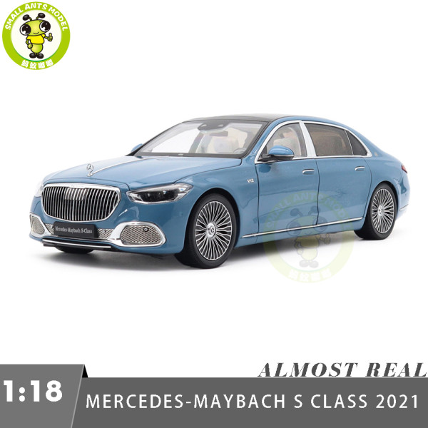 1/18 Mercedes Maybach S Class S680 2021 Almost Real 820135 Vintage Blue Diecast Model Toy Car Gifts For Friends Father