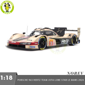 1/18 Norev 187161 Porsche 963 Hertz Team Jota Lone Star Le Mans 2024 #38 Hanson Button Rasmussen Diecast Model Toys Car Gifts For Father Friends