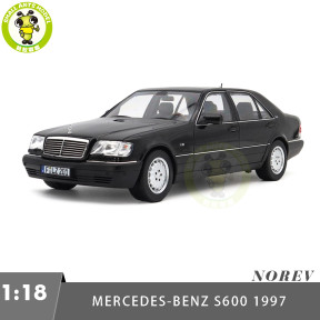 1/18 Mercedes Benz S600 S CLASS 1997 W140 Norev 183045 Obsidian Black Metallic Diecast Model Toy Car Gifts For Friends Father