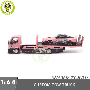 1/64 Micro Turbo Nissan 180SX Rocket Bunny And Custom Tow Truck Simon's Garage Diecast Metal Model Toy Car Gifts For Friends Father