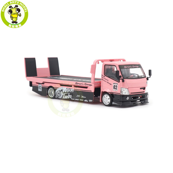 1/64 Micro Turbo Nissan 180SX Rocket Bunny And Custom Tow Truck Simon's Garage Diecast Metal Model Toy Car Gifts For Friends Father