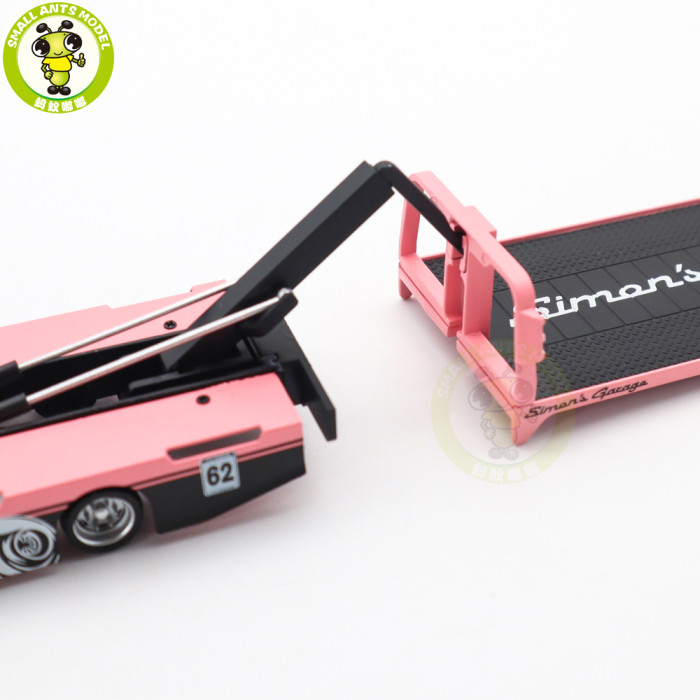 1/64 Micro Turbo Nissan 180SX Rocket Bunny And Custom Tow Truck Simon's Garage Diecast Metal Model Toy Car Gifts For Friends Father
