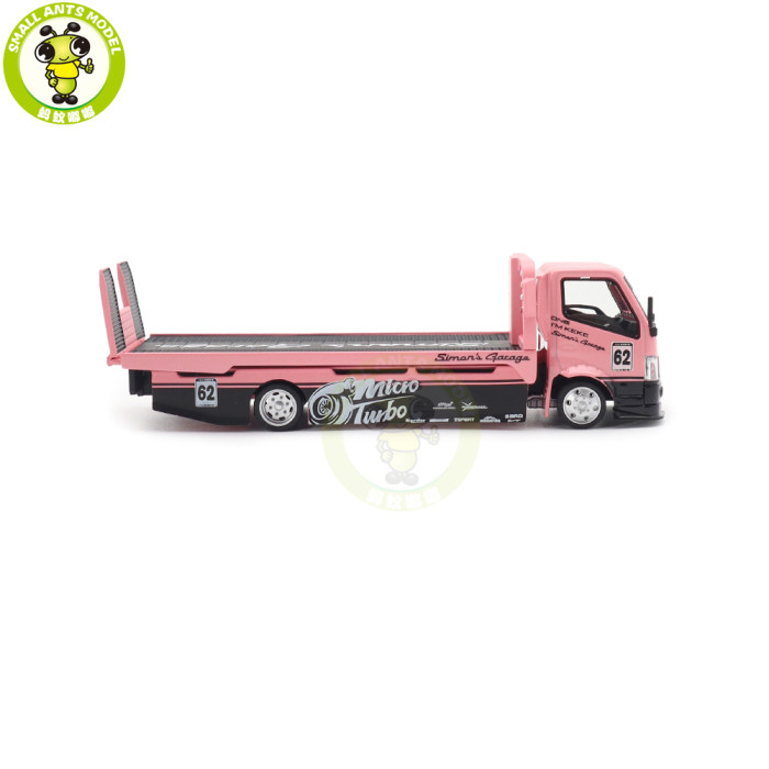 1/64 Micro Turbo Nissan 180SX Rocket Bunny And Custom Tow Truck Simon's Garage Diecast Metal Model Toy Car Gifts For Friends Father