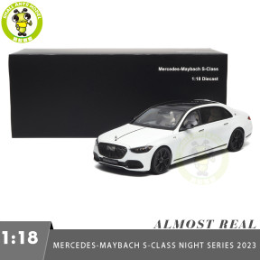 1/18 Mercedes Maybach S Class Night Series S680 2023 Almost Real 820142 Opalith White Matt Diecast Model Toy Car Gifts For Friends Father