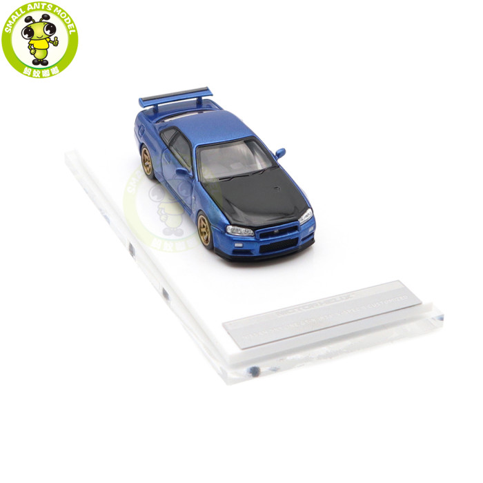 1/64 MOTORHELIX Nissan Skyline GT-R(R34) V-Spec ll Customized Diecast Model Toy Car Gifts For Father Friends
